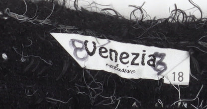 Venezia Exclusive Women's Black Size 18 Textured Cardigan