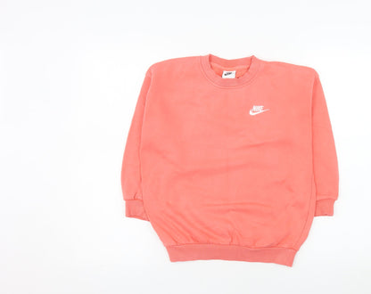 Nike Girls Pink Crew Neck Pullover Sweatshirt Size S 128-137cm