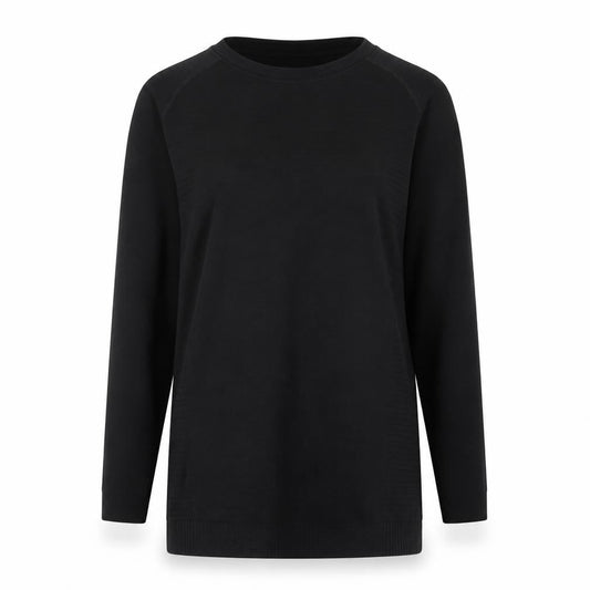 Front view of Crivit Women's Black Long Sleeve Athletic T-Shirt, size 12