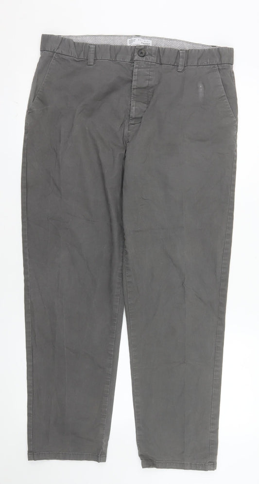 Denim Co Men's Grey Chino Straight Fit Trousers W36 L30