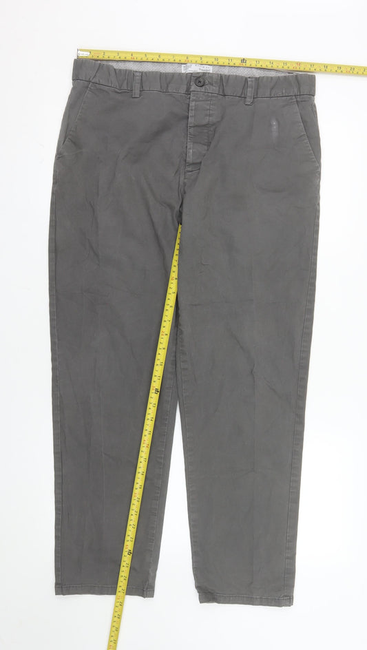 Denim Co Men's Grey Chino Straight Fit Trousers W36 L30