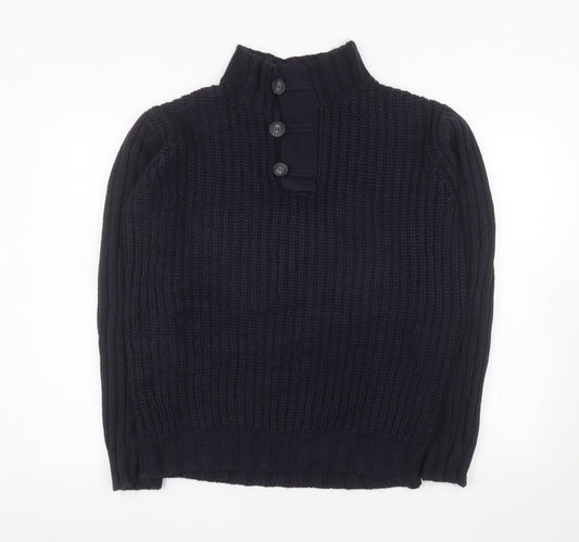 Albert J. Malloy Men’s Blue Chunky Knit Henley Jumper L