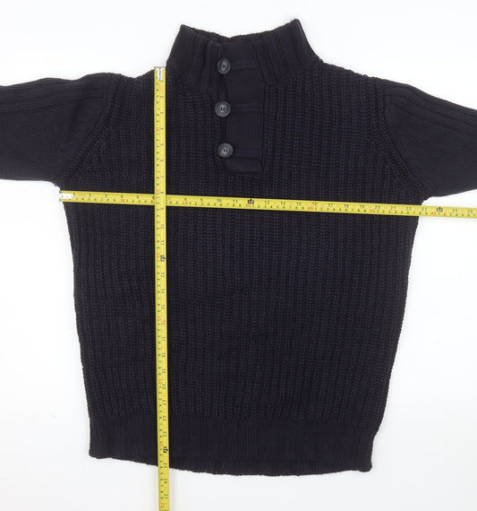 Albert J. Malloy Men’s Blue Chunky Knit Henley Jumper L
