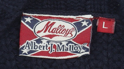 Albert J. Malloy Men’s Blue Chunky Knit Henley Jumper L