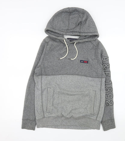 Abercrombie & Fitch Mens Grey XS Pullover Hoodie Logo Fleece