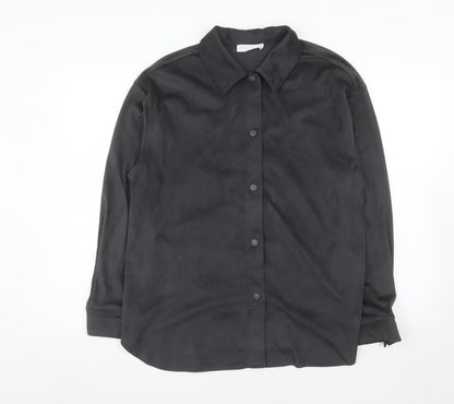 Primark Women’s Black Suede Feel Button-Up Shirt Size S 10-12