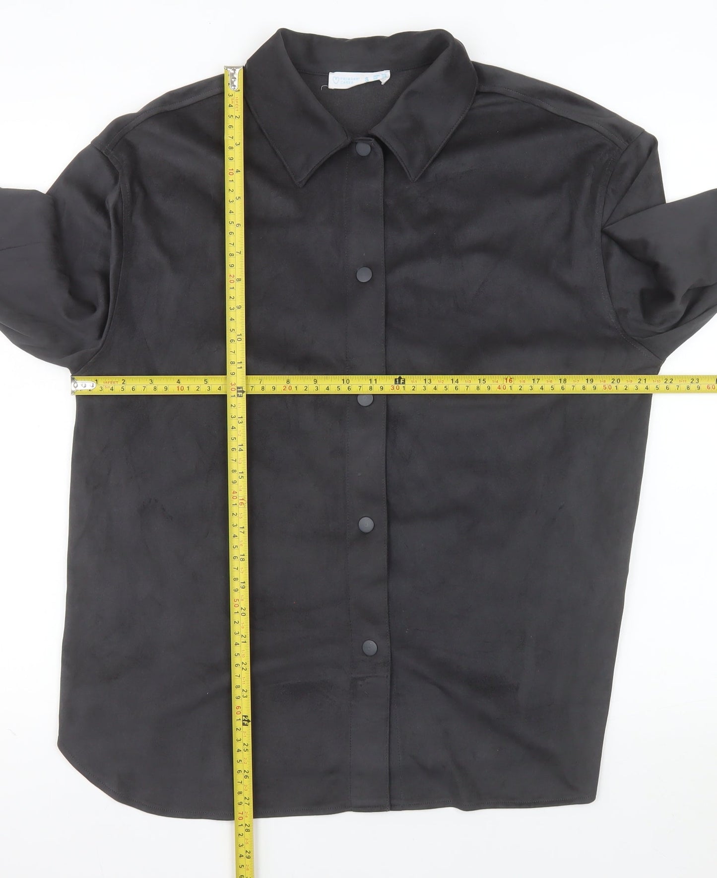 Primark Women’s Black Suede Feel Button-Up Shirt Size S 10-12