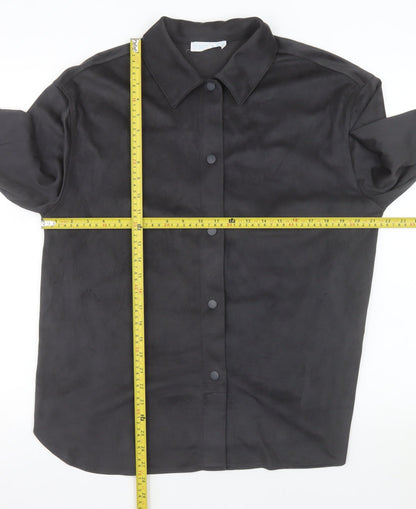 Primark Women’s Black Suede Feel Button-Up Shirt Size S 10-12