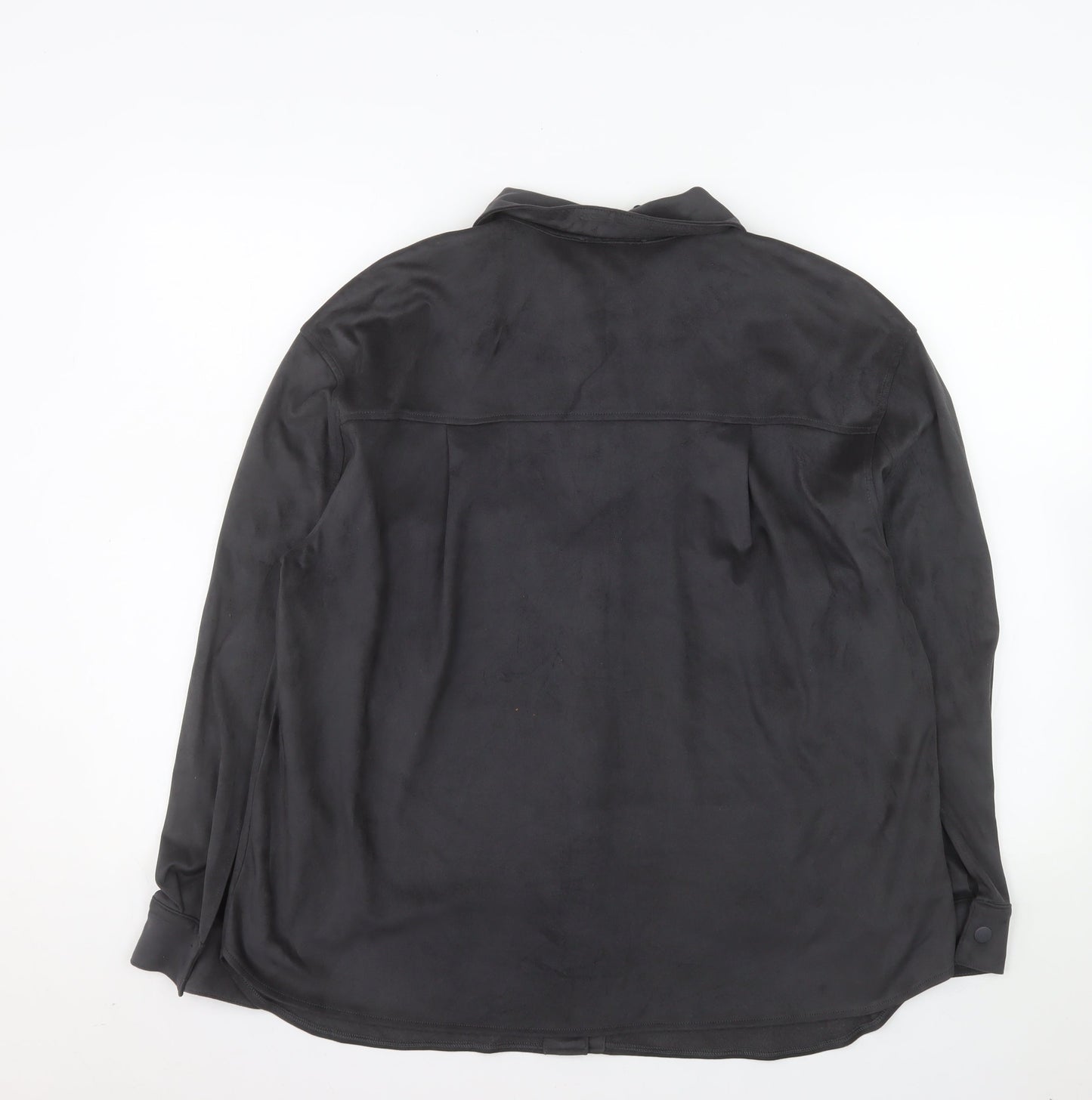 Primark Women’s Black Suede Feel Button-Up Shirt Size S 10-12