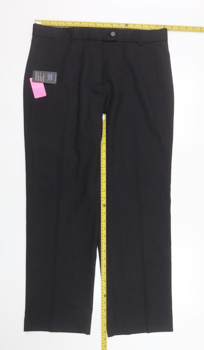 Brook Taverner Womens Black Size 16 Regular Dress Pants Wool Blend Trousers