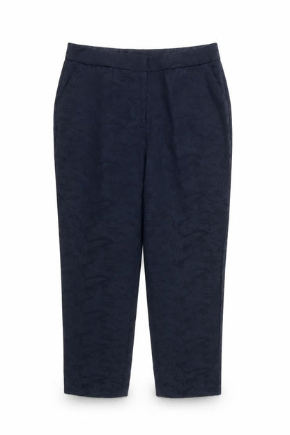 Bonmarché Women's Blue Jacquard Straight Leg Trousers Size 14
