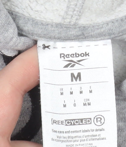 Reebok Men's Grey Pullover Hoodie Size M Sports Logo Fleece