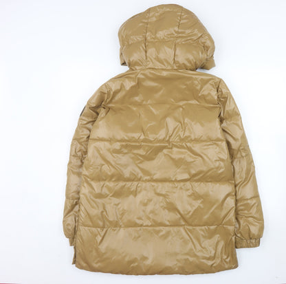 Michael Kors Men's Beige Puffer Jacket S Hooded Nylon Winter Coat