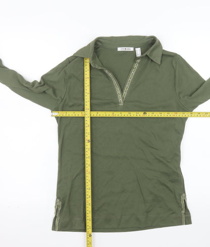 Punto Roma Women’s Green Collared Polo Top Size M Long Sleeve