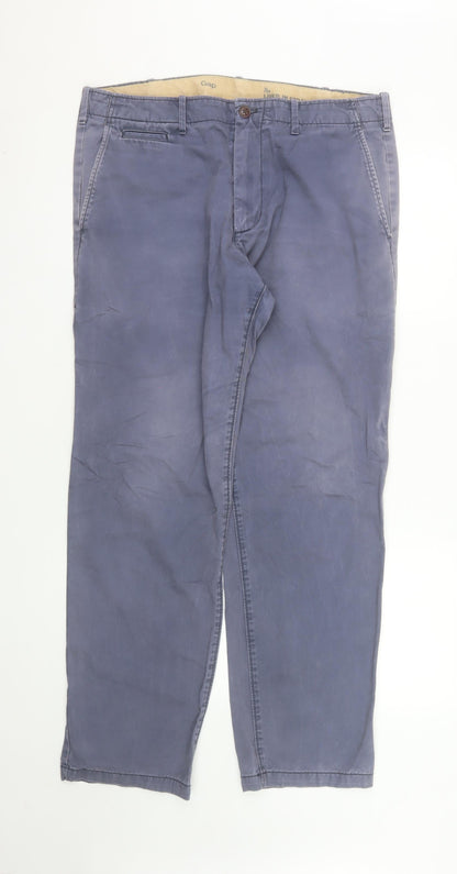 Gap Men's Blue 36x32 Chino Trousers Straight Regular Fit