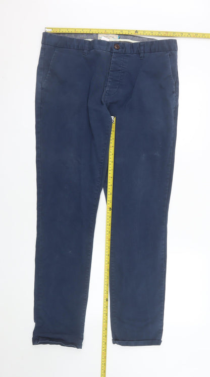 Next Men Blue Chino Trousers 36W 33L Cotton Blend Casual