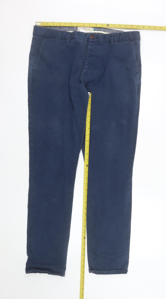 Next Men Blue Chino Trousers 36W 33L Cotton Blend Casual