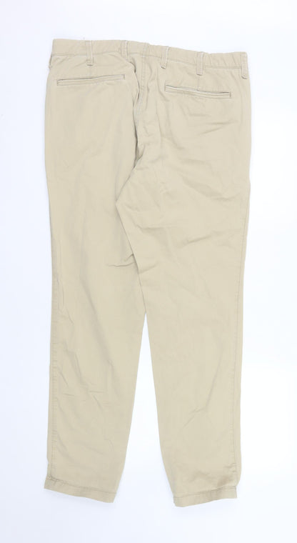 GAP Men Beige Chino Skinny Cotton Trousers Size 36x32