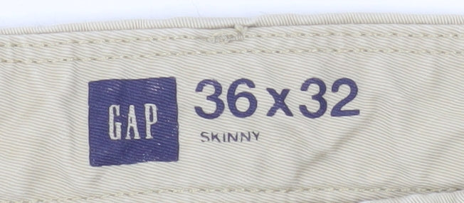 GAP Men Beige Chino Skinny Cotton Trousers Size 36x32