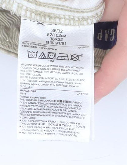 GAP Men Beige Chino Skinny Cotton Trousers Size 36x32