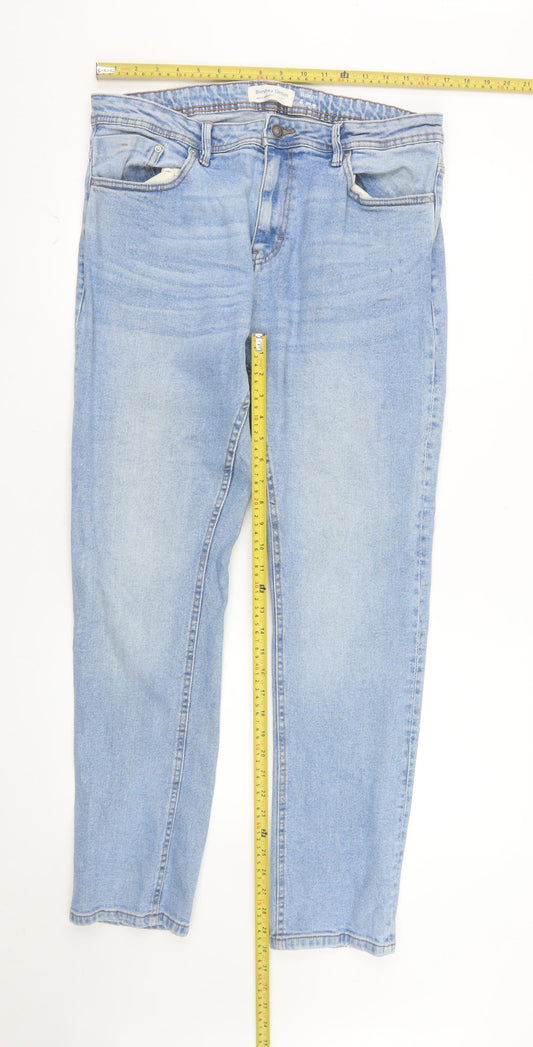 Bershka Denim Men Blue Slim Fit Light Wash Jeans 36W 36L