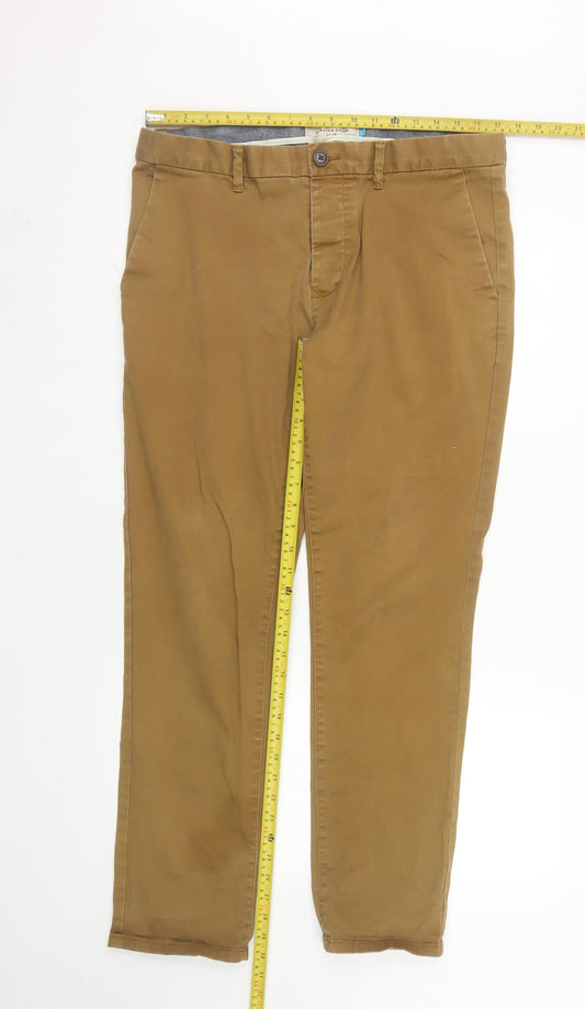 Next Men's Brown Chino Trousers 36W 31L Cotton Stretch