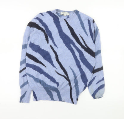 Marks and Spencer Women Blue Animal Print Pure Cashmere Jumper Size 8