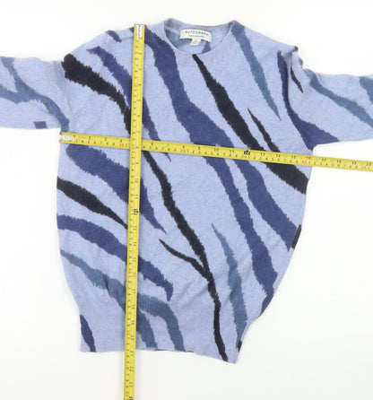 Marks and Spencer Women Blue Animal Print Pure Cashmere Jumper Size 8