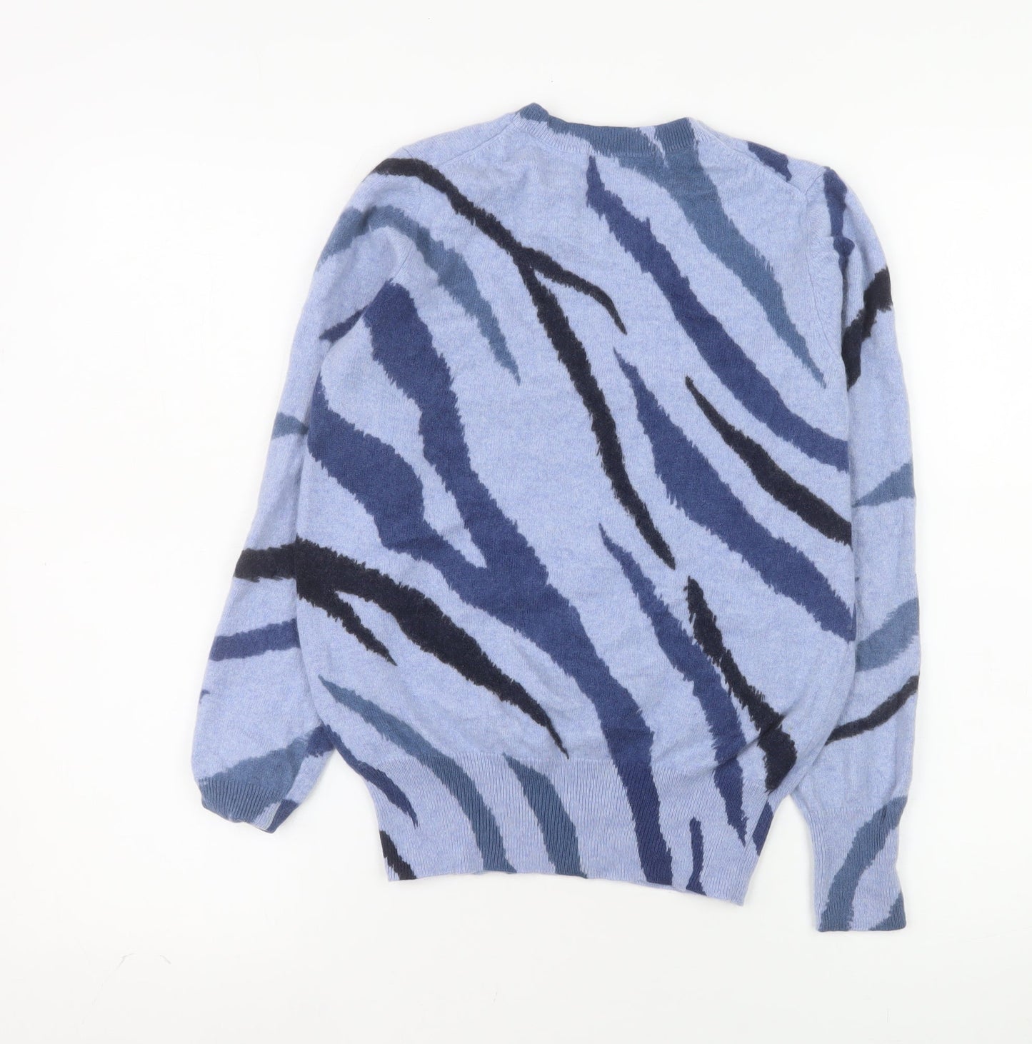 Marks and Spencer Women Blue Animal Print Pure Cashmere Jumper Size 8