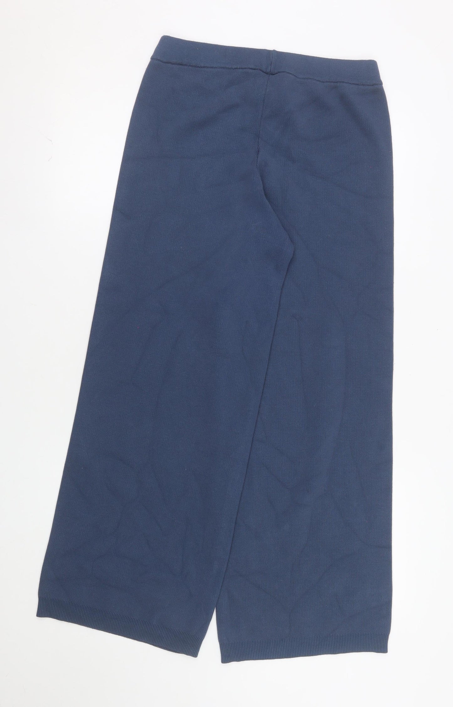 Vila Women’s Blue Cropped Wide-Leg Knit Trousers Size L