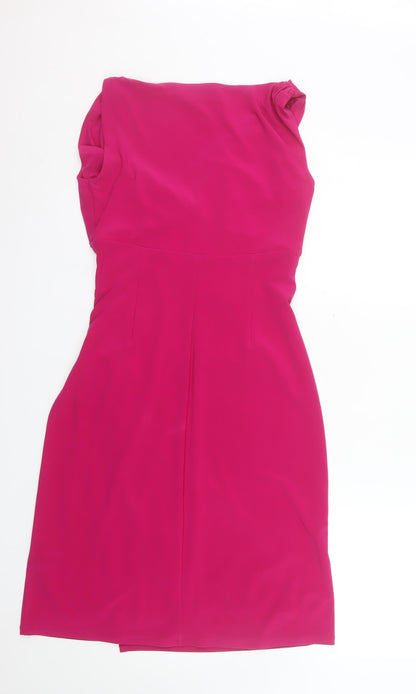 Ralph Lauren Women’s Pink Sheath Sleeveless V-Neck Knee Dress Size 2
