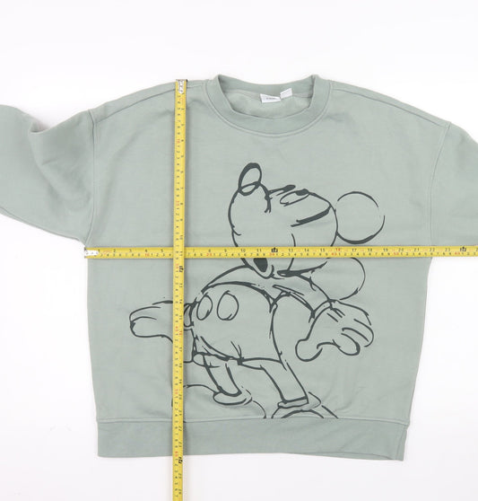 Primark Disney Women Green Mickey Mouse Sweatshirt Size S 10/12