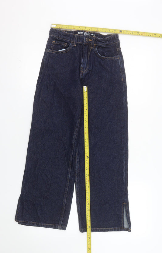 Primark Girls Blue Wide-Leg Jeans 9-10 Years Cotton Denim Casual