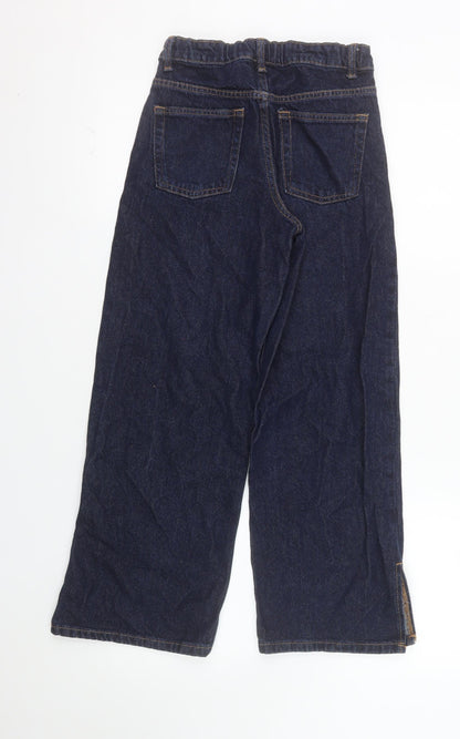 Primark Girls Blue Wide-Leg Jeans 9-10 Years Cotton Denim Casual