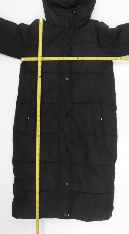 Dunnes Stores Mens Black Long Puffer Coat Hooded Size S