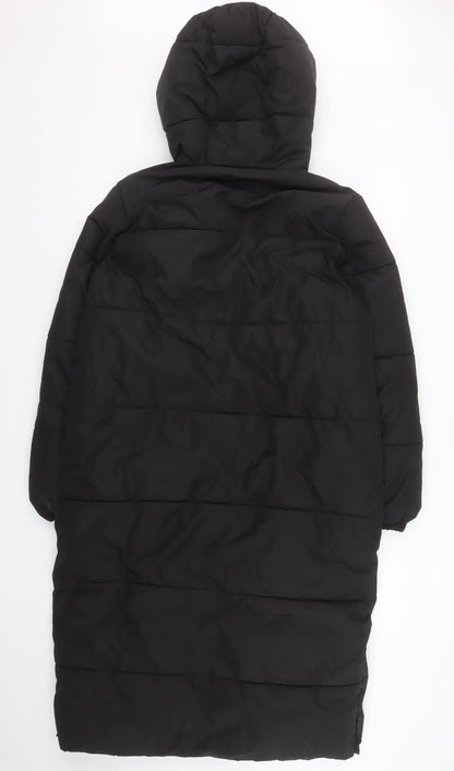 Dunnes Stores Mens Black Long Puffer Coat Hooded Size S