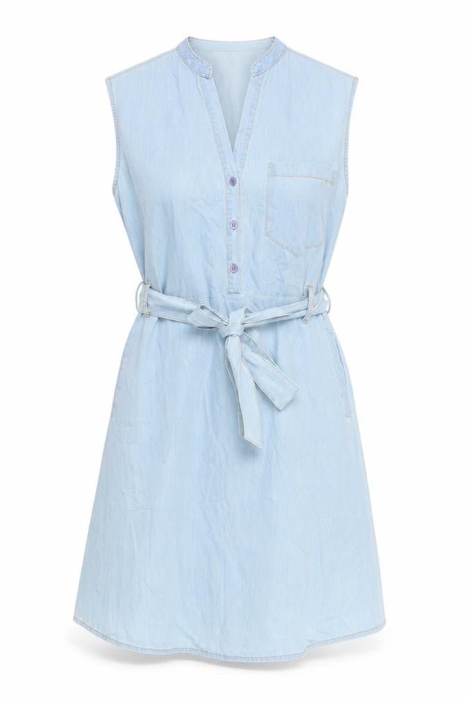 Kelly & Grace Women Blue Sleeveless Cotton Shirt Dress XL