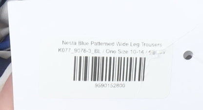 Virgo Boutique Womens Blue Geometric Wide-Leg Trousers One Size 10-14