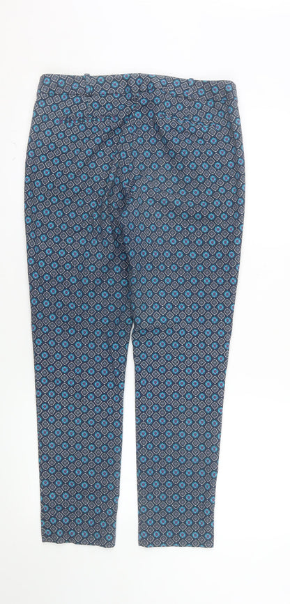 Dunnes Stores Womens Blue Geometric Slim Stretch Trousers Size 10