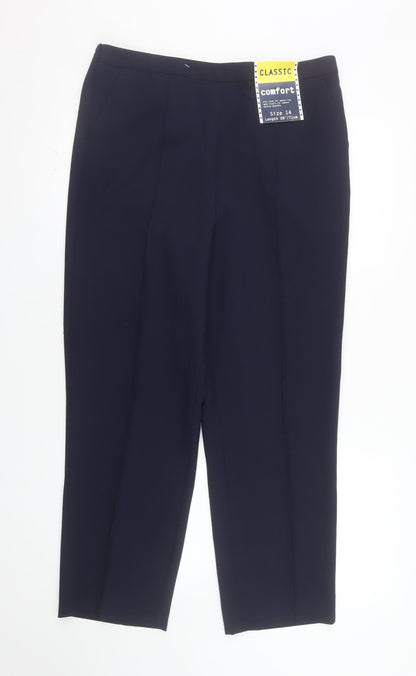 EWM Women’s Blue Classic Comfort Trousers Size 14 28in Leg