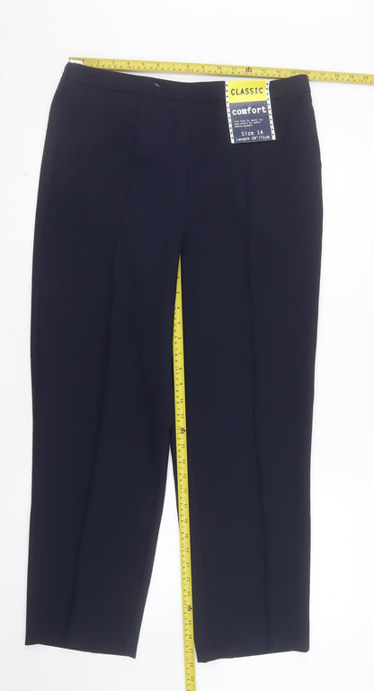 EWM Women’s Blue Classic Comfort Trousers Size 14 28in Leg