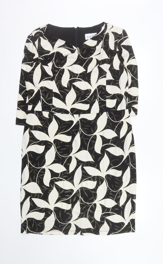 Joseph Ribkoff Womens Black Floral Sheath Dress UK 18 3/4 Sleeve