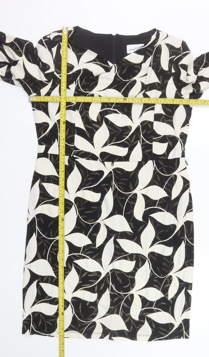 Joseph Ribkoff Womens Black Floral Sheath Dress UK 18 3/4 Sleeve