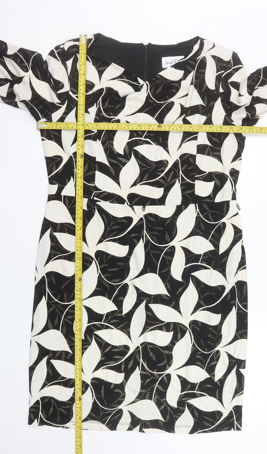 Joseph Ribkoff Womens Black Floral Sheath Dress UK 18 3/4 Sleeve