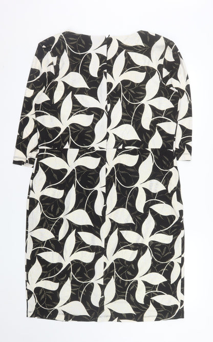 Joseph Ribkoff Womens Black Floral Sheath Dress UK 18 3/4 Sleeve