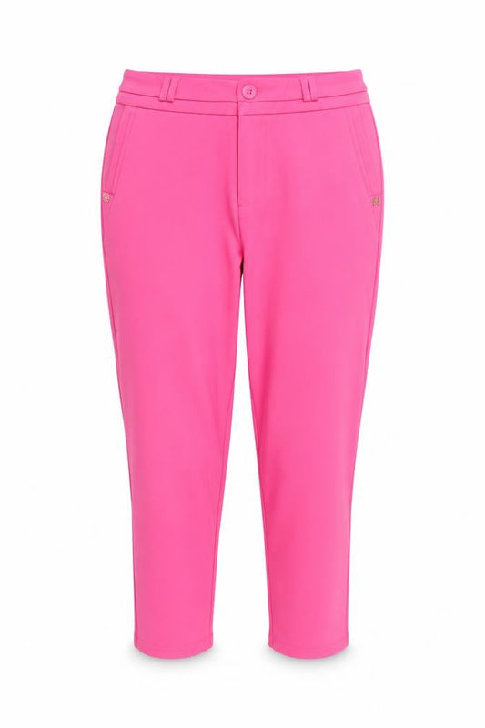 Amber Women Pink Cropped Chino Trousers Size S Cotton Blend