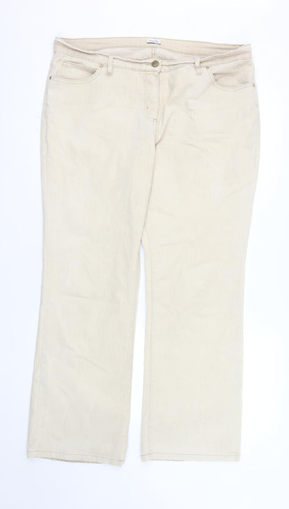 Viyella Petite Women's Beige Chino Trousers Size 16 Cotton Blend