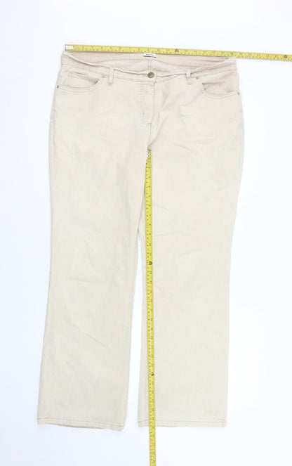 Viyella Petite Women's Beige Chino Trousers Size 16 Cotton Blend