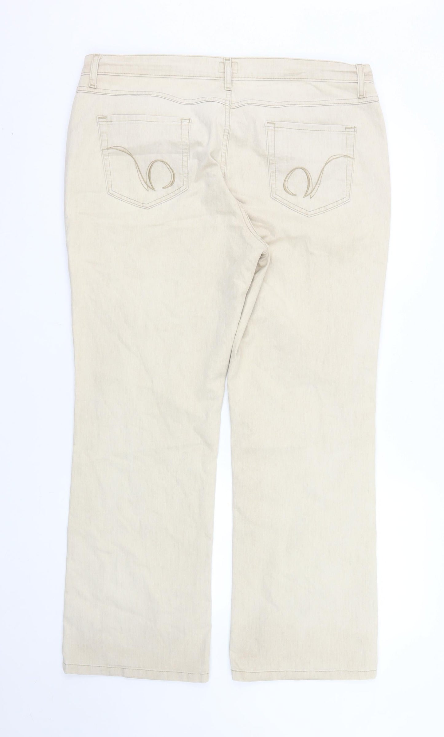 Viyella Petite Women's Beige Chino Trousers Size 16 Cotton Blend
