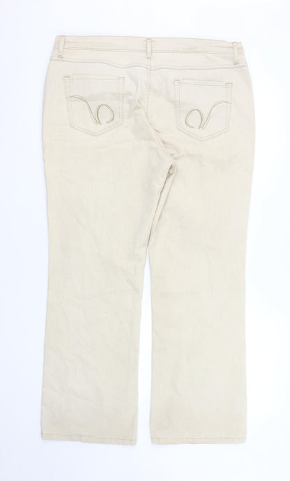Viyella Petite Women's Beige Chino Trousers Size 16 Cotton Blend